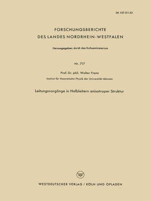 cover image of Leitungsvorgänge in Halbleitern anisotroper Struktur